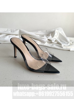 Gianvito Rossi Elle sharp pointed toe mules with plexi upper 10cm Sandal Black 2021 Collection