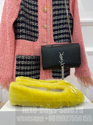 CELINE SHEARLING FLATS YELLOW