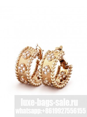 Van Cleef & Arpels Women's Perlee Clovers Hoop Earrings Golden