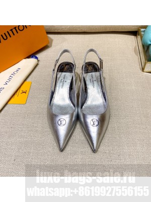 Louis Vuitton Magnetic Slingback Pump 3.5cm in Patent Calf Leather Sliver 2022 Collection