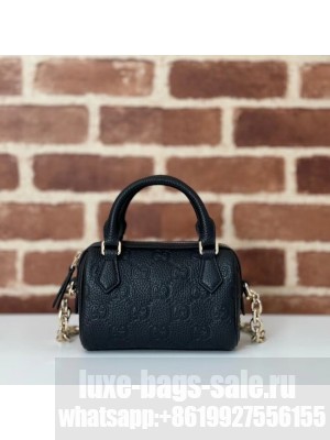 GUCCI GG EMBLEM SMALL BOSTON BAG 815256 BLACK