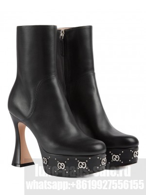 Gucci Women's Platform Boot With GG Studs 740599 Black