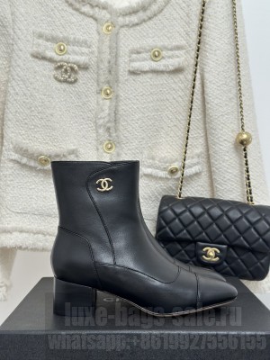 Chanel Calfskin 6cm Heel Ankle Boots 2023 Black