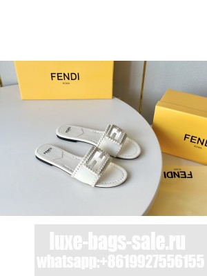 Fendi Signature leather slides White