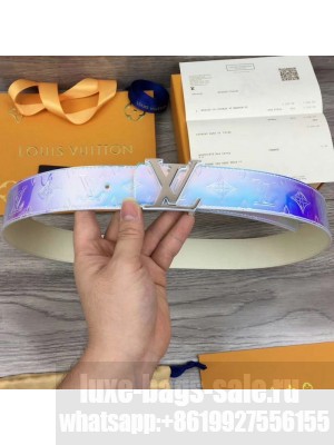 Louis Vuitton Men's Iridescent Belt 40mm with LV Buckle Silver White 01 2019 Collection
