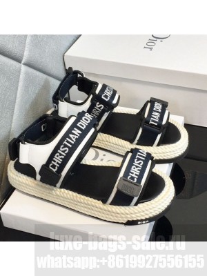 Dior D-Wander Fabric Flat Strap Sandals Black/White Spring/Summer 2021 Collection 05