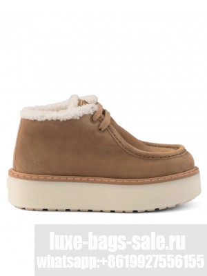 Prada Women's Suede Chukka Boots 1T716N Coffee