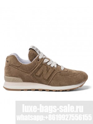 Miumiu x New Balance 574 Striped Velvet Sneakers Dark Coffee