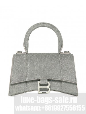 Balenciaga Hourglass XS Handbag In Glitter Material Gray