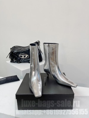Jil Sander 5cm Calfskin Leather side zip boots silver