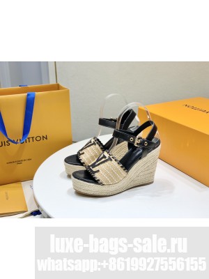 Louis Vuitton Starboard Wedge Sandal 10cm in LV Raffia and Leather 02