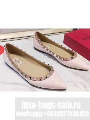 Valentino Rockstud Ballet Flats Ballerinas in Patent Leather Light Pink