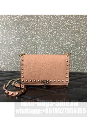 VALENTINO Rockstud calfskin chain bag SHI16 pink