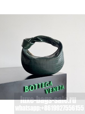 Bottega Veneta Mini Jodie Mini alligator leather top handle bag 717709 dark green