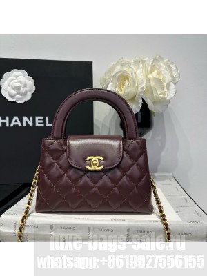 Chanel 23k Vintage Kelly Original Leather Top Handle Bag AS4416 dark red