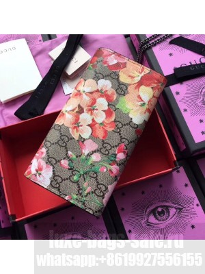 Gucci Padlock GG Blooms Continental Chain Wallet 453506 Pink 