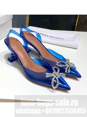 Amina Muaddi PVC Bow Sandals 7cm Blue Spring/Summer 2021 Collection