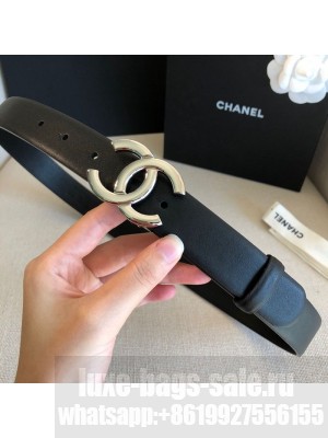 Chanel Reversible Calfskin Belt 30mm with CC Buckle Black/Silver Collection