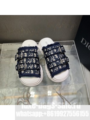 Dior Dior D-Wander Flat Slide Sandals Navy Oblique 2022 Collection