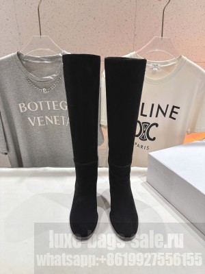 Christian Dior D-Town Heeled Boot Black Suede Goatskin