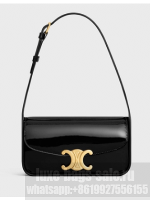 CELINE SHOULDER BAG TERENCE IN PATENT CALFSKIN 118313 black