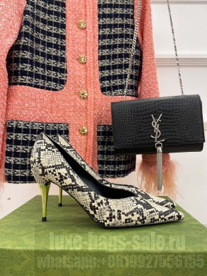 Gucci 8.5cm Metal heel Pointed Python leather Pumps