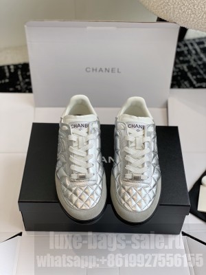 Chanel Quilted Calfskin G45335 Silver Sneakers 2024 