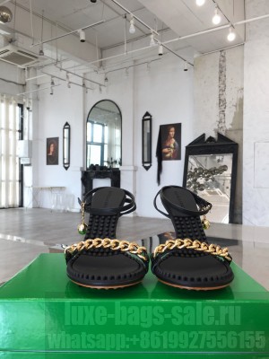 Bottega Veneta DOT Chain and detachable sphere embellishment Black Sandals 2021 Collection