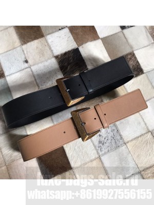 Bottega Veneta Leather Belt 50mm with Vintage Framed Buckle 2019 Collection