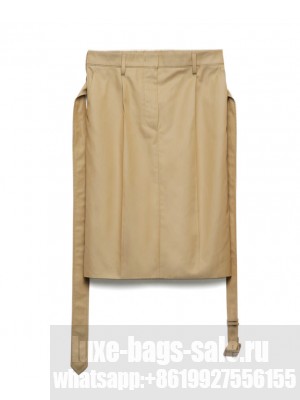 Prada Women's Cotton Twill Skirt Khaki
