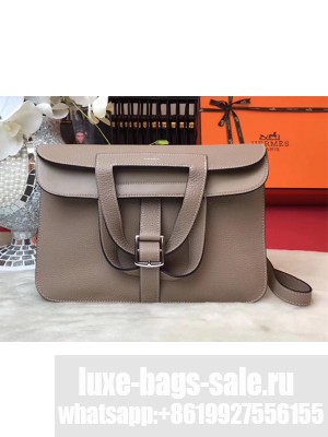 Hermes Halzan Tote Bag in Original Togo Leather Light Gary