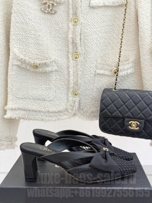 Chanel Mesh Heel Mules with Bow Black 2025