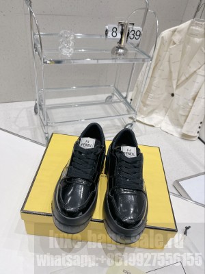 Fendi Fashion Show Low-top Platform Sneakers 7cm in Black Brushed Leather