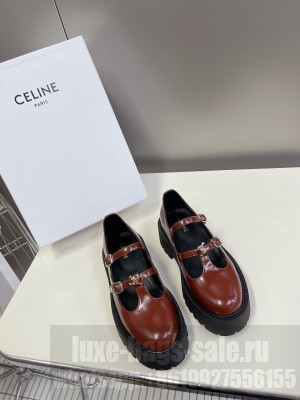 CELINE DOUBLE STRAP MARY JANE LOAFER BURGUNDY