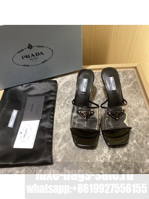 Prada 6.5cm Plexiglas Sandals Mule 2022 Collection,Black