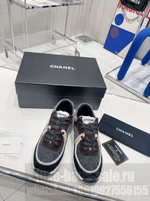 Chanel Fabric & Suede Calfskin Sneakers G39597 Brown/Gray