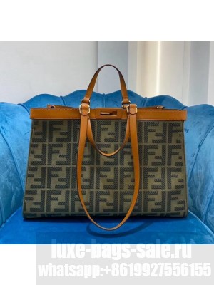 Fendi Peekaboo X-TOTE Canvas Tote Bag Brown 2020 Collection