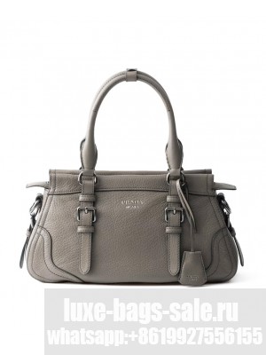Prada Large Leather Tote Bag 1BG604 Gray