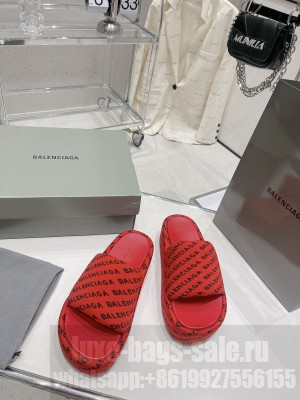 Balenciaga Unisex Logo Platform Slide Sandals 5cm 2023 04