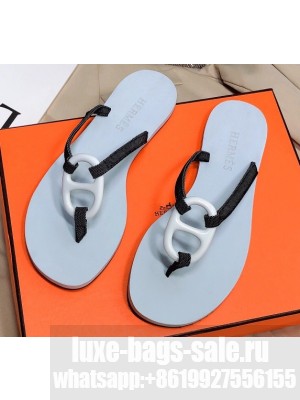 Hermes Kala Nera Chaine D'ancre Flip Flops Thongs Sandals Light Gray