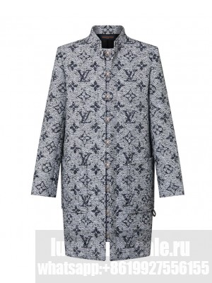Louis Vuitton Women's Monogram Tweed Straight Coat Black