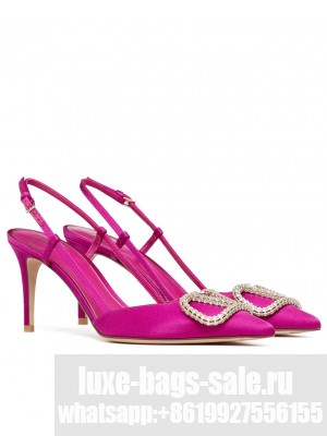 Valentino Women's Vlogo Signature Satin Slingback Pumps 80mm Peachblow
