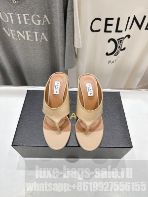 Alaïa CUBE THONG MULES IN LAMBSKIN BEIGE