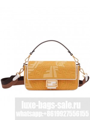 Fendi Baguette Multicolor Embroidered Canvas Bag 8BR600 Yellow