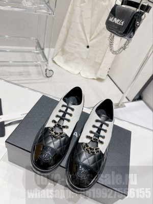 Chanel Lace Up Loafers Lambskin Leather Spring/Summer 2023 Collection, Black/White