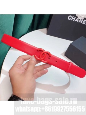 Chanel Leather Belt 30mm with Matte CC Buckle Red  2021 Collection