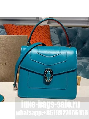 Bvlgari Serpenti Forever 18cm Crossbody Top Handle Bag Turquoise/Red 2019