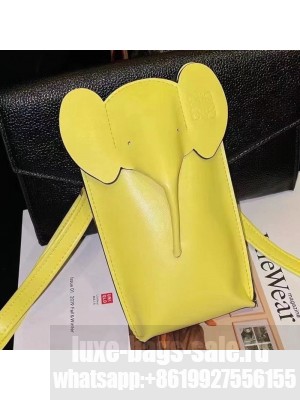 Loewe Elephant Leather Phone Holder/Mini Bag Yellow  2021 Collection