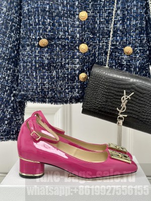 Miss Dior 4cm Pump Pink Patent Calfskin Adjustable buckled ankle strap
