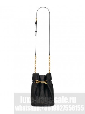 Saint Laurent Le Maillon Hook Bucket Bag In Supple Leather Black